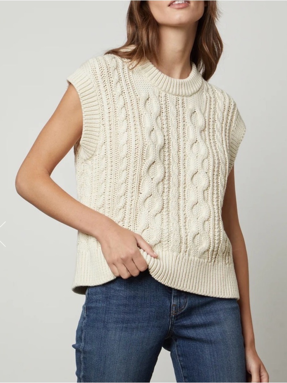 Velvet by Graham & Spencer Hadden Cable-Knit Sweater Vest Sleeveless Top Chunky